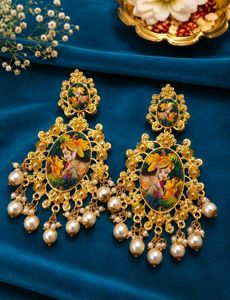 Exquisite Radha Krishna Dangle Earrings