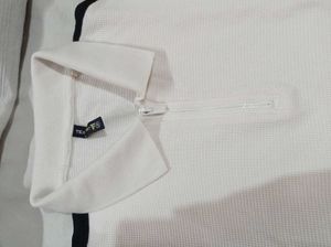 White Polo T-shirt with Black Stripes