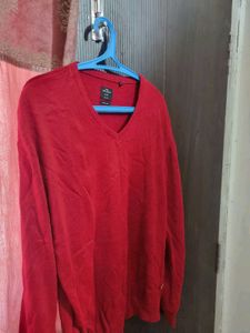 Men's Red V-Neck Sweater
