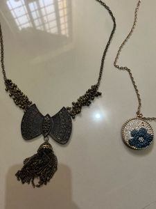 Chic Bow and Circle Pendants Necklaces