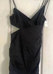 Chic Black Ruched Cut-Out Dress