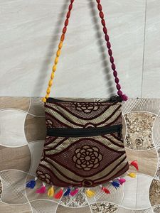 Embroidered Peacock Crossbody Bag