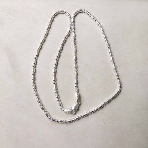 Pure Silver ._. Dot Ball Mix Snack Chain  22"inc