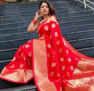 Elegant Red Banarasi Silk Saree🥰😍🤩❤️