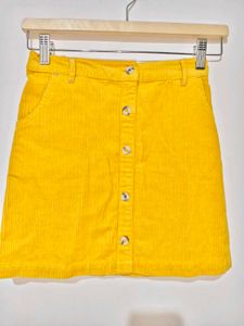 Girls Yellow Corduroy Button-Front Skirt