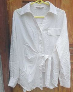Chic White Tie-Waist Blouse