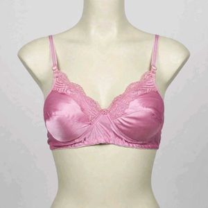 Elegant Pink Lace Trim Bra