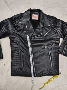 Men's Black Faux Leather Biker Jacket