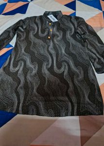 Stylish Black Kurta with Unique Print