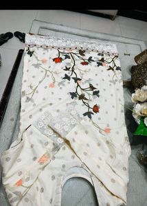 mew white &amp; brown patch work suit