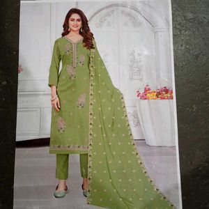 Green Kurta Suit Material