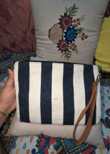 Striped Clutch with Bow Detail