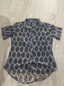 Blue Block Print Kurta