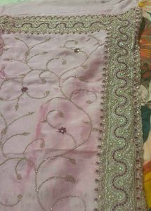 Elegant Pink Embroidered Saree