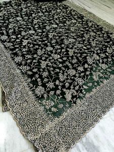 Elegant Green Zardosi stones work Saree