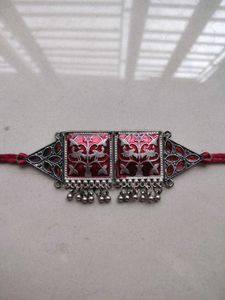 Bohemian Red & Silver Choker