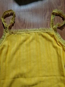 Yellow Cami Top with Lace Trim