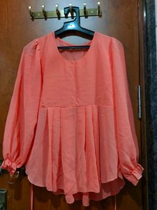 Fancy Peach Color Top For Women Flare Top