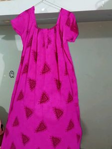 Vibrant Pink Printed nighty