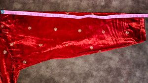 Red Velvet Blouse with Gold Embellishments