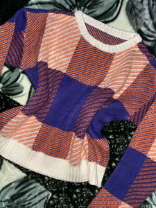 Colorful Plaid Knit Sweater