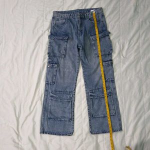 Baggy Blue Denim Cargo Pants