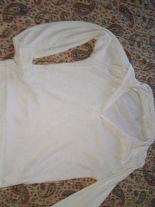 Casual White Collared Pullover Top