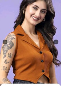 Self Design Lapel Collar Sleeveless Waistcoat