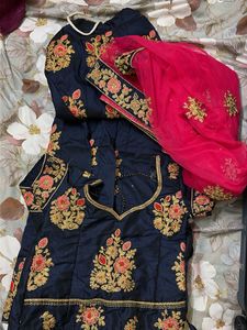 Embroidered Navy Blue Lehenga Choli
