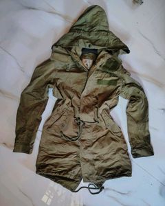Olive Green Vintage Utility Jacket | Hooded Milita
