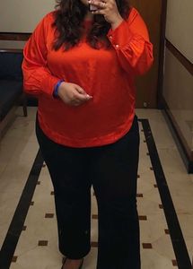 Marks & Spencer Vibrant Red Satin Long-Sleeve Top