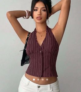 Striped Halter Neck Top