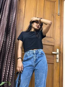 Stylish Wide Leg Blue Jeans