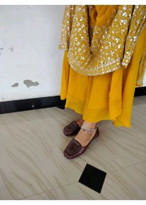 Stunning Yellow Sequined kurta set