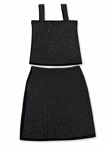 Black Rhinestone Co-ord Set | Trendy Party Wear Cr