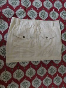 White Denim Mini Skirt