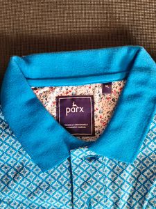 Stylish Blue Patterned Polo Shirt