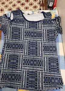 Patterned Cold Shoulder Top