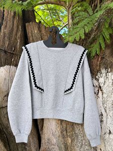 Gray Sweatshirt with Black Trim