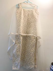 Elegant Beige Kurta Set with Dupatta