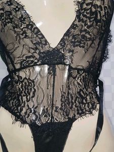 (1450)Lace Halter Teddy