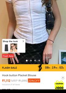 White Hook Button Placket Blouse