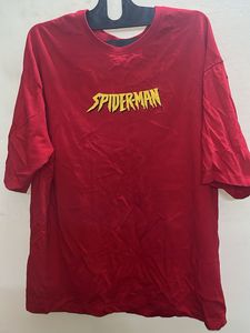 oversized Red Spiderman Graphic T-Shirt