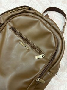 Brown Faux Leather Backpack - Size M