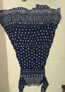 Navy Blue Printed Maxi Dress