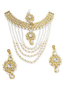 Elegant Pearl & Stone Necklace Set