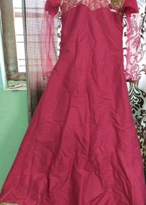 Front Open Gown With Sharara And Net Dupatta