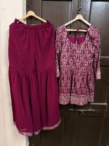 Designer Kurta Set with Sharara Pants