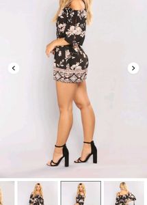 Fashion Nova Floral Print Off-Shoulder Romper