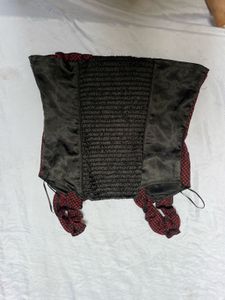 Chic Red &amp; Black Polka Dot Corset Top